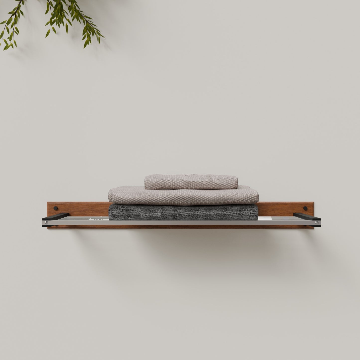 Geeth Influence Wooden Towel Rack with Stainless Steel Rails 600 MM:7023 WBS