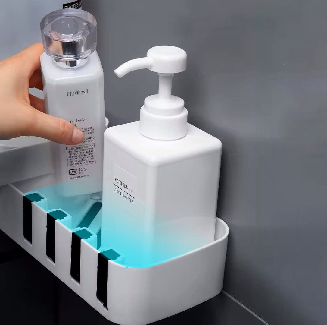 Pebble PVC Self-Adhesive Bathroom Shelf: Versatile for Bathroom & Kitchen | Corner Shelf Option Included