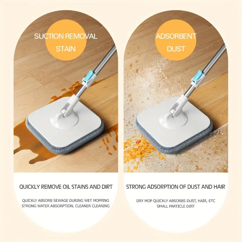 One Set Household Spin Mop & Bucket Set – Hands-Free Wash, Dust Mop, Sewage Separation, Dry & Wet Use for Hardwood Floors, Tiles, Marble, and More