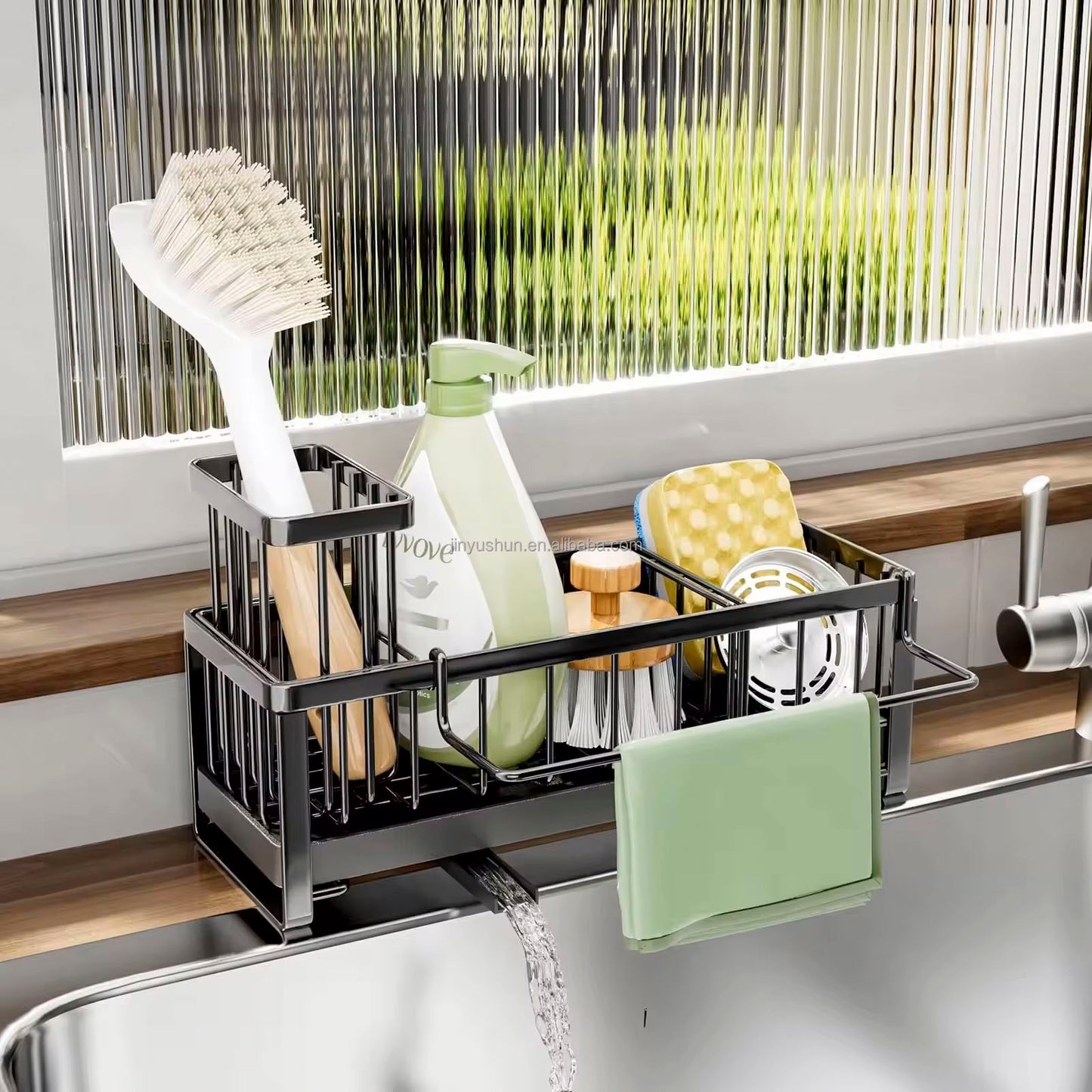 Sink Organizer – Keeps Countertops Dry, Stores Sponges, Soap, and Brushes, Perfect for Kitchen and Bathroom Use