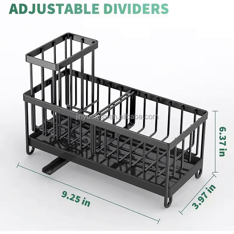 Sink Organizer – Keeps Countertops Dry, Stores Sponges, Soap, and Brushes, Perfect for Kitchen and Bathroom Use