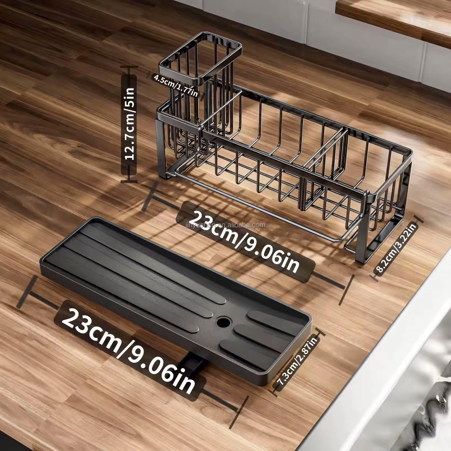 Sink Organizer – Keeps Countertops Dry, Stores Sponges, Soap, and Brushes, Perfect for Kitchen and Bathroom Use