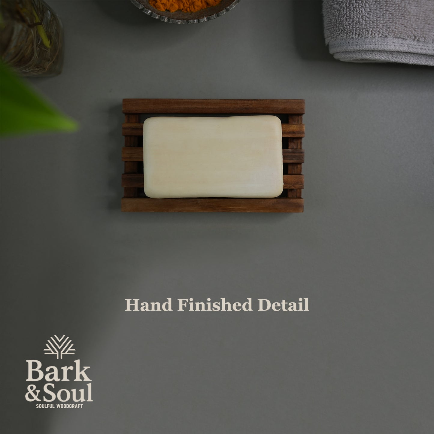 Bark and Soul Teak Wood Polished Soap Dish – Handmade, Waterproof & Reversible | Wooden Soap Holder for Bathroom, Kitchen & Shower | Eco-Friendly & Durable – Made in India