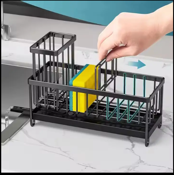 Sink Organizer – Keeps Countertops Dry, Stores Sponges, Soap, and Brushes, Perfect for Kitchen and Bathroom Use