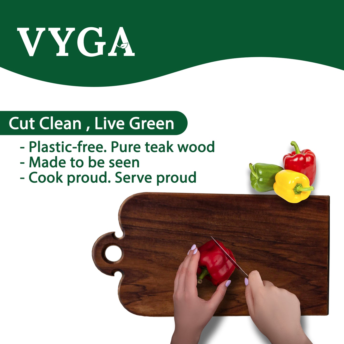 Vyga Teakwood Chopping Board β Chop Fresh. Stay Clean. No Toxins.