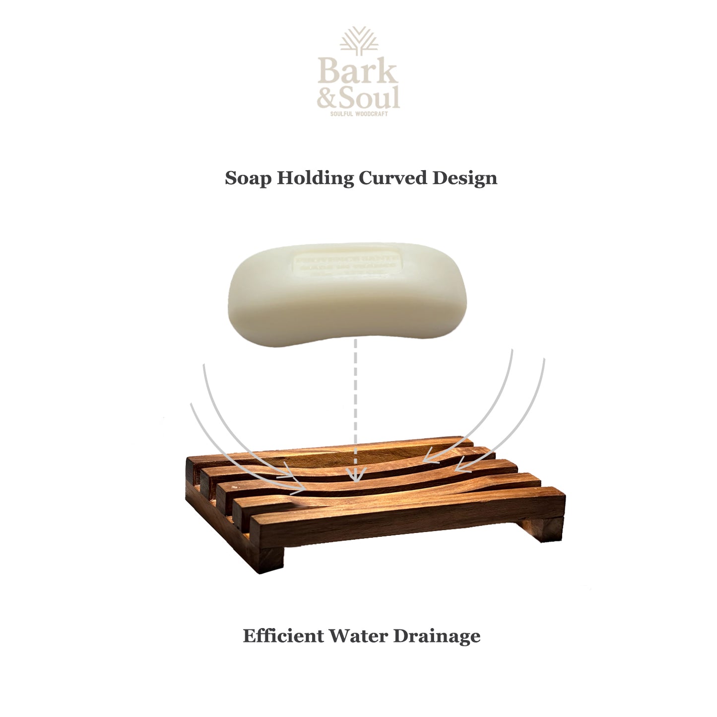 Bark and Soul Teak Wood Polished Soap Dish – Handmade, Waterproof & Reversible | Wooden Soap Holder for Bathroom, Kitchen & Shower | Eco-Friendly & Durable – Made in India