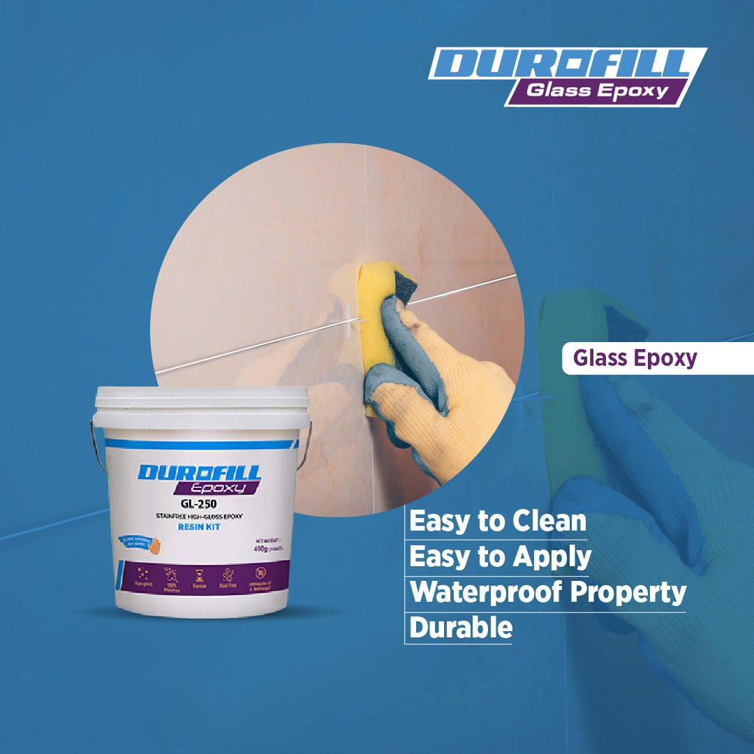 Durofill GL250 Glass Epoxy Resin Kit – Waterproof Tile Joint Made Easy (Recommended for Floor Use)