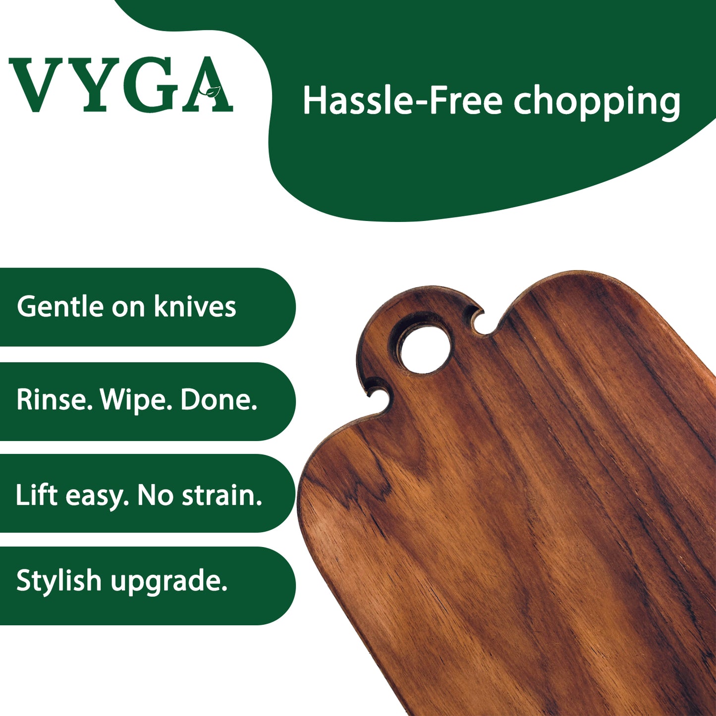 Vyga Teakwood Chopping Board β Chop Fresh. Stay Clean. No Toxins.