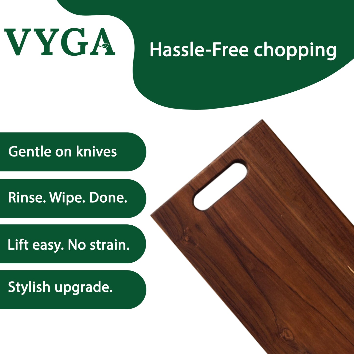 Vyga Teakwood Chopping Board β Chop Fresh. Stay Clean. No Toxins. D.SQR