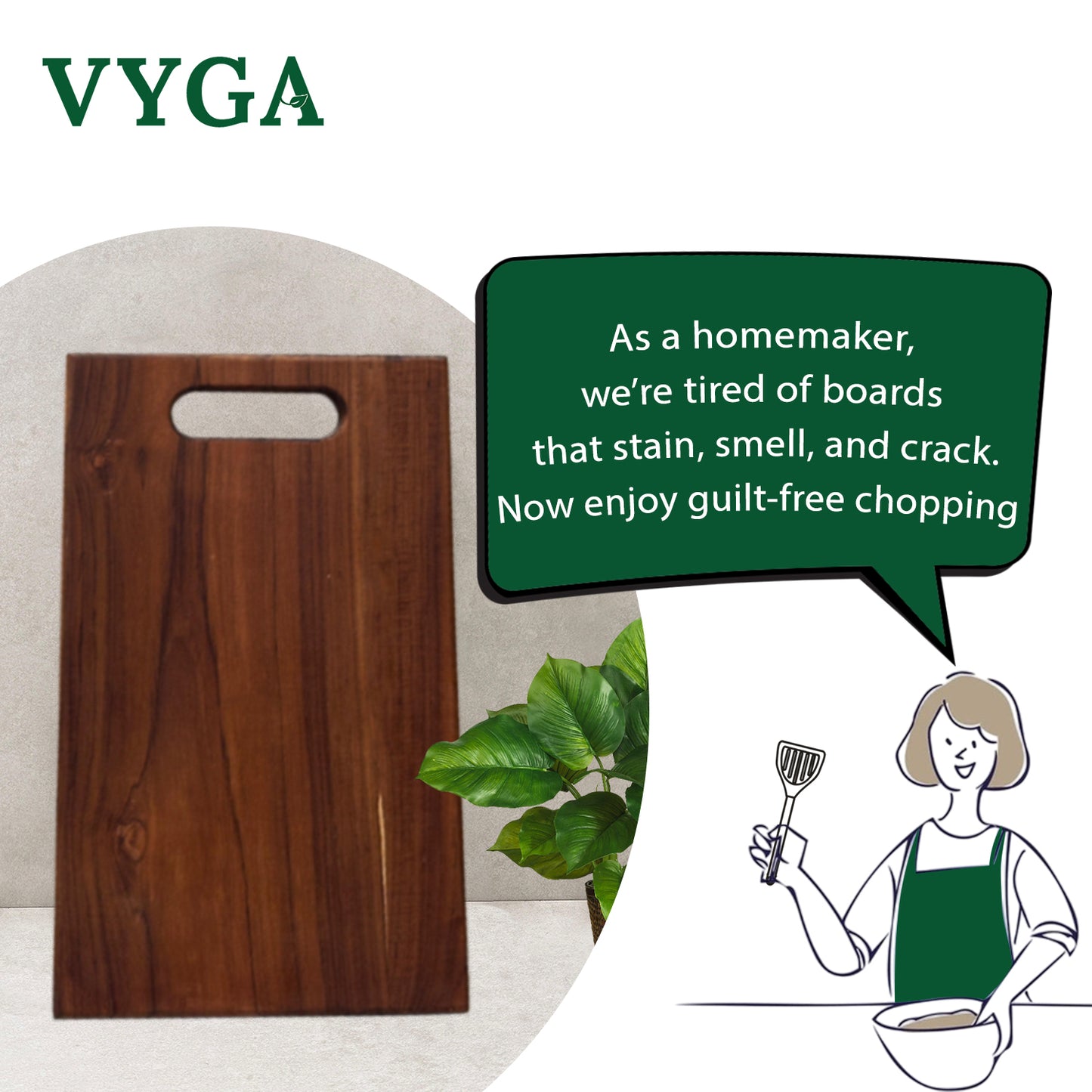 Vyga Teakwood Chopping Board β Chop Fresh. Stay Clean. No Toxins. D.SQR