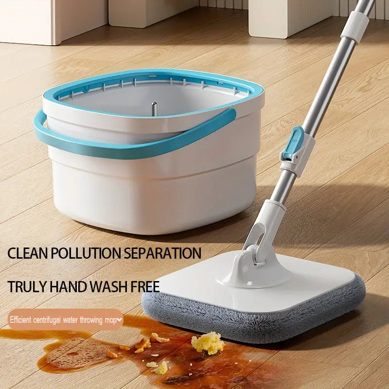 One Set Household Spin Mop & Bucket Set – Hands-Free Wash, Dust Mop, Sewage Separation, Dry & Wet Use for Hardwood Floors, Tiles, Marble, and More