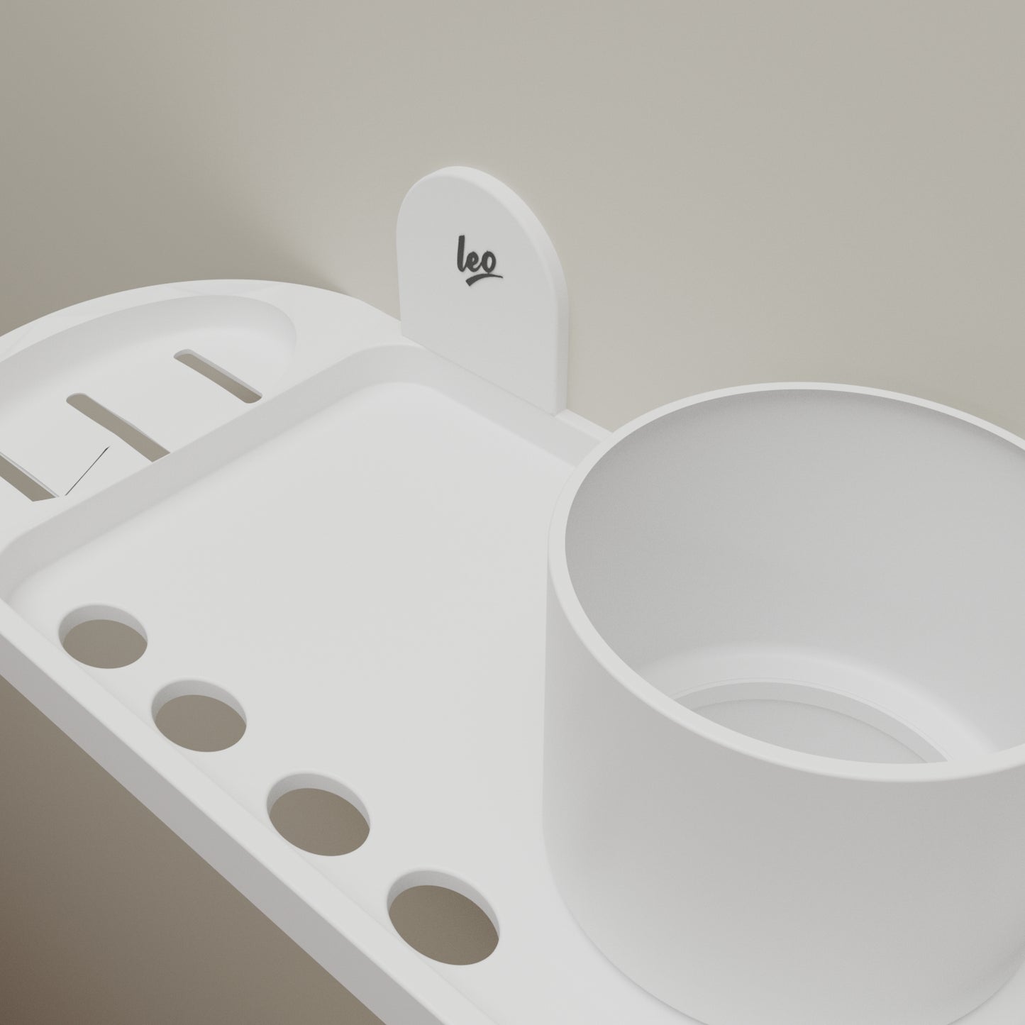 Leo 3 in 1 ABS Wall Shelf | Soap Dish, Tooth Brush Holder and Tumbler Holder in One| White Multipurpose Wall Shelf