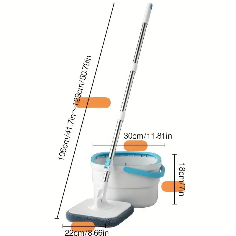 One Set Household Spin Mop & Bucket Set – Hands-Free Wash, Dust Mop, Sewage Separation, Dry & Wet Use for Hardwood Floors, Tiles, Marble, and More