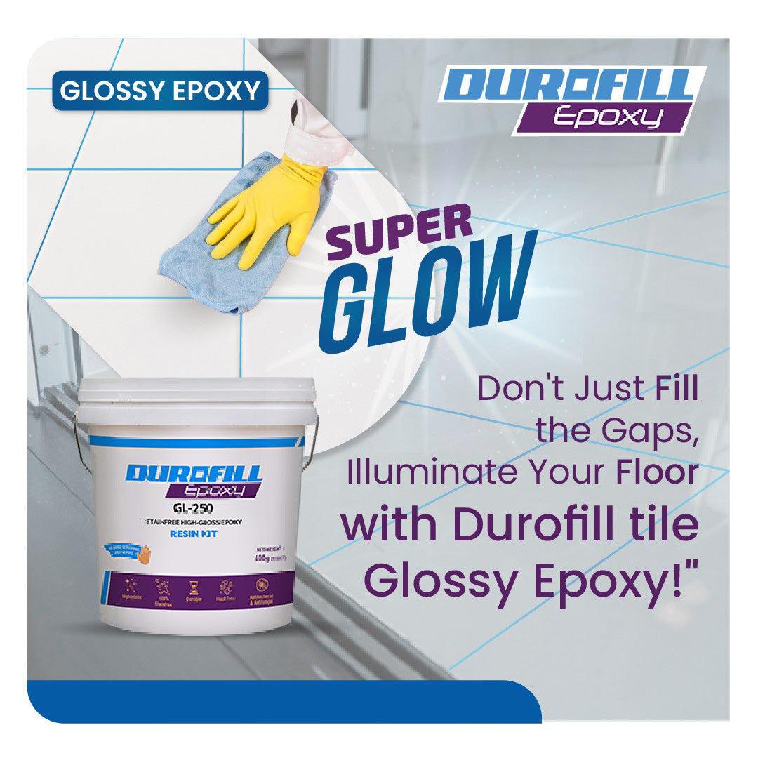 Durofill GL250 Glass Epoxy Resin Kit – Waterproof Tile Joint Made Easy (Recommended for Floor Use)