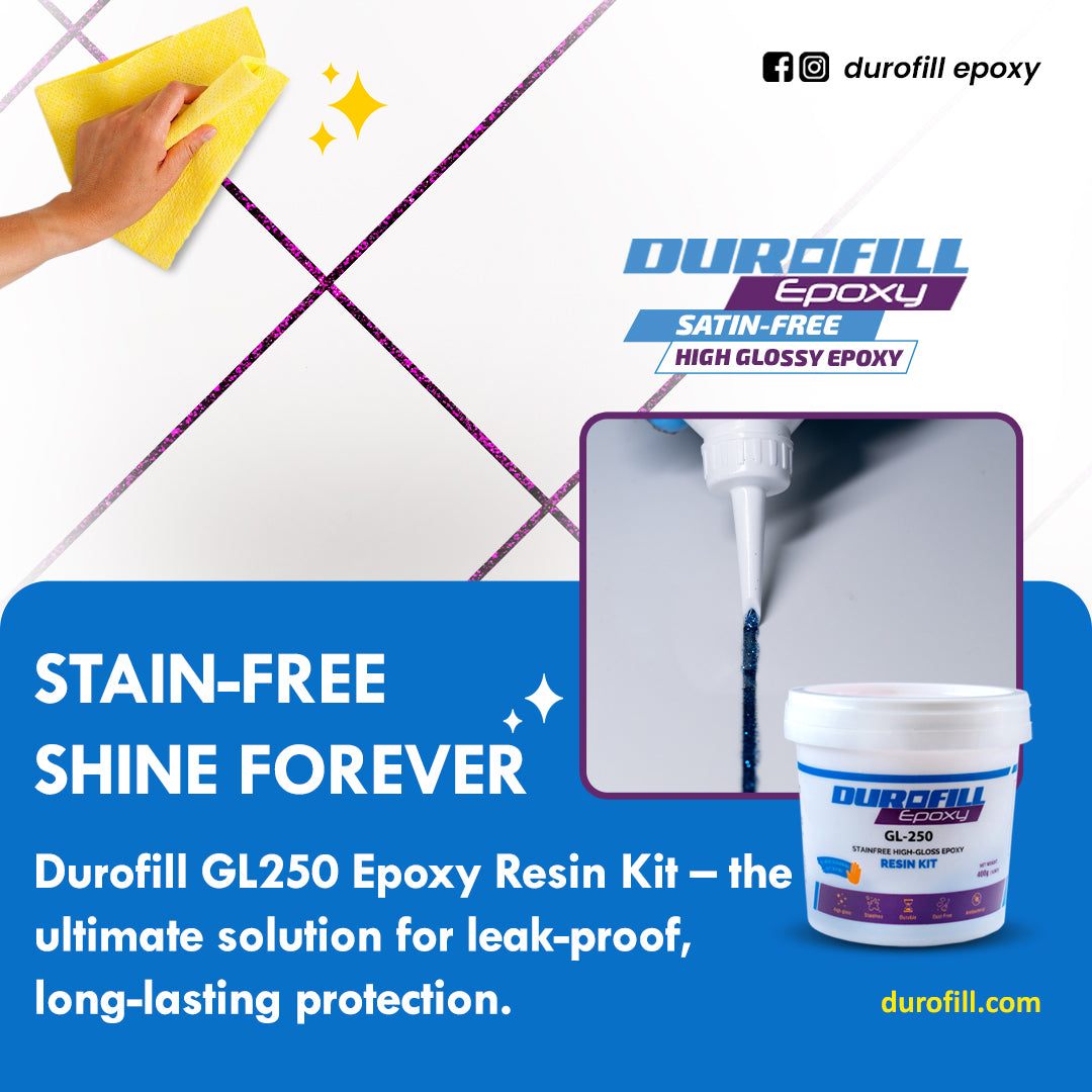 Durofill GL250 Glass Epoxy Resin Kit – Waterproof Tile Joint Made Easy (Recommended for Floor Use)