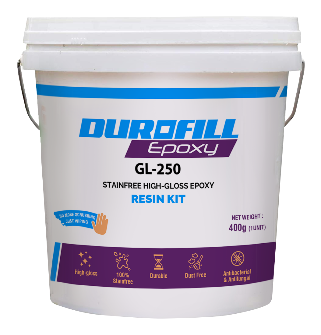 Durofill GL250 Glass Epoxy Resin Kit – Waterproof Tile Joint Made Easy (Recommended for Floor Use)