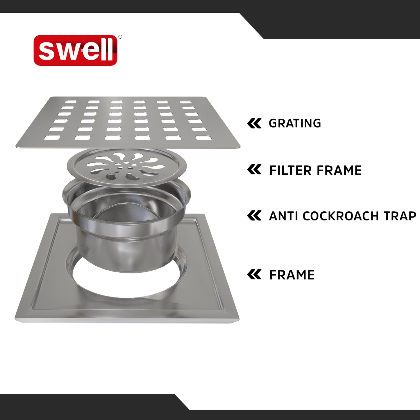 Swell Auto-Close Bowl Jali – For Swell Floor Drains Only (Not for Direct Floor Use) Satin Chrome