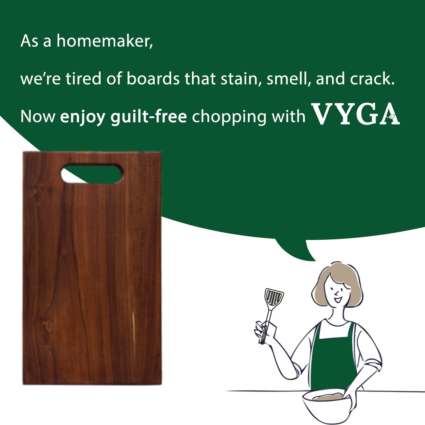 Vyga Teakwood Chopping Board β Chop Fresh. Stay Clean. No Toxins. D.SQR