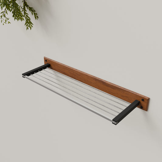 Geeth Influence Wooden Towel Rack with Stainless Steel Rails 600 MM:7023 WBS