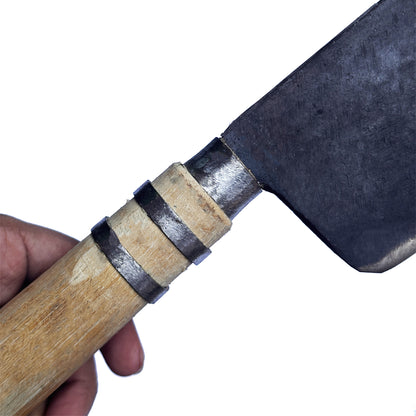Loha Heavy-Duty Traditional Meat Cleaver | Handmade High-Carbon Iron Steel Blade | Wooden Grip with Steel Ring Handle | Premium Butcher Knife