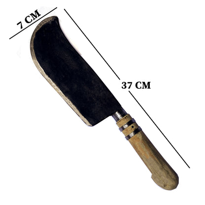 Loha Heavy-Duty Traditional Meat Cleaver | Handmade High-Carbon Iron Steel Blade | Wooden Grip with Steel Ring Handle | Premium Butcher Knife