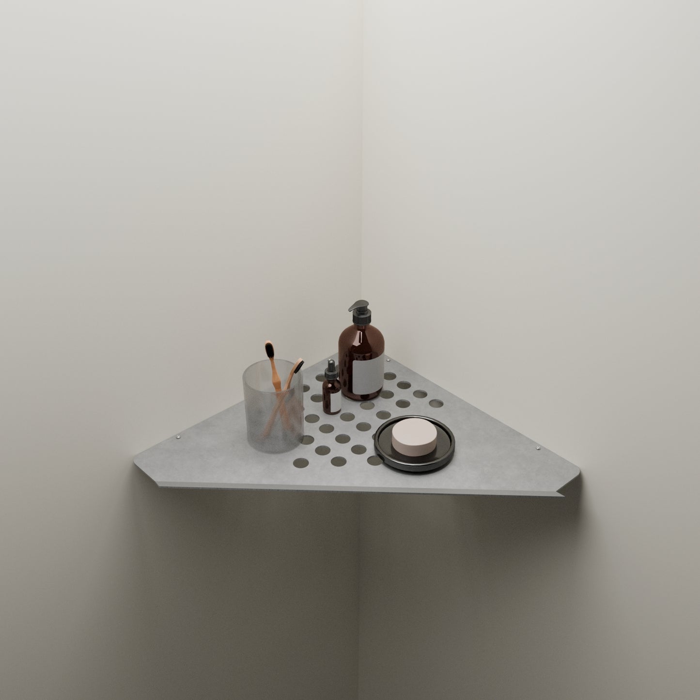 Geeth Influence Stainless Steel Satin Corner Shelf ,300x300 MM : #6039_SS