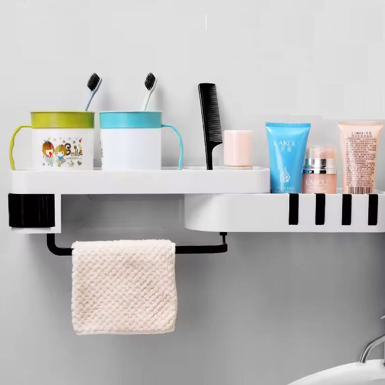 Pebble PVC Self-Adhesive Bathroom Shelf: Versatile for Bathroom & Kitchen | Corner Shelf Option Included