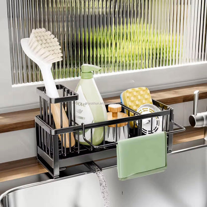Sink Organizer – Keeps Countertops Dry, Stores Sponges, Soap, and Brushes, Perfect for Kitchen and Bathroom Use