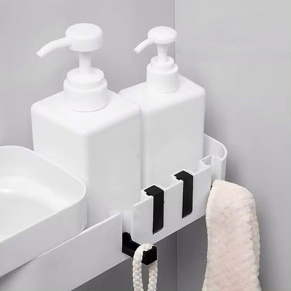 Pebble PVC Self-Adhesive Bathroom Shelf: Versatile for Bathroom & Kitchen | Corner Shelf Option Included