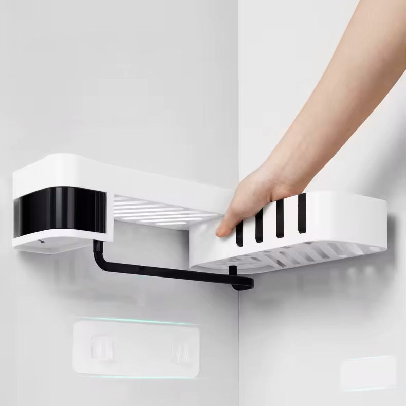 Pebble PVC Self-Adhesive Bathroom Shelf: Versatile for Bathroom & Kitchen | Corner Shelf Option Included