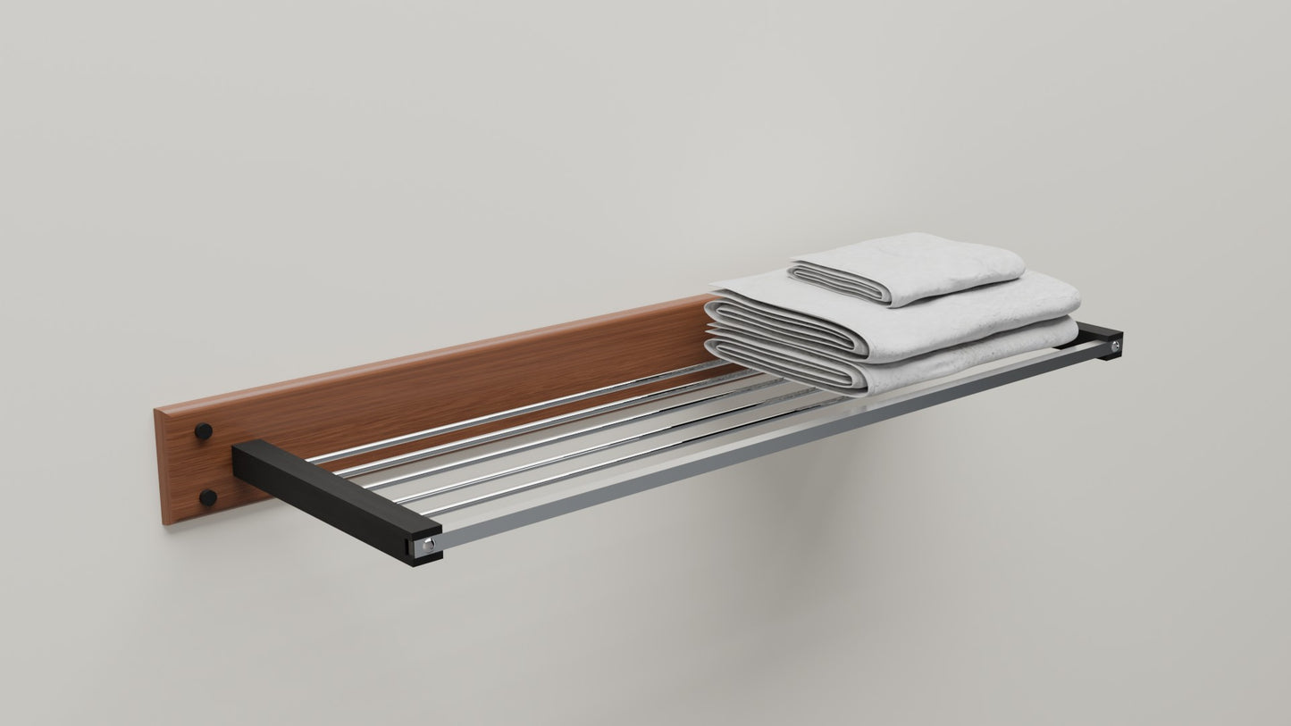 Geeth Influence Wooden Towel Rack with Stainless Steel Rails 600 MM:7023 WBS