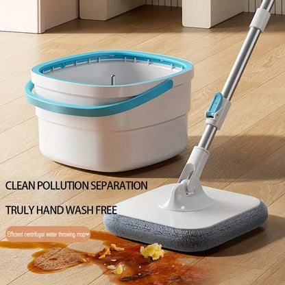 One Set Household Spin Mop & Bucket Set – Hands-Free Wash, Dust Mop, Sewage Separation, Dry & Wet Use for Hardwood Floors, Tiles, Marble, and More