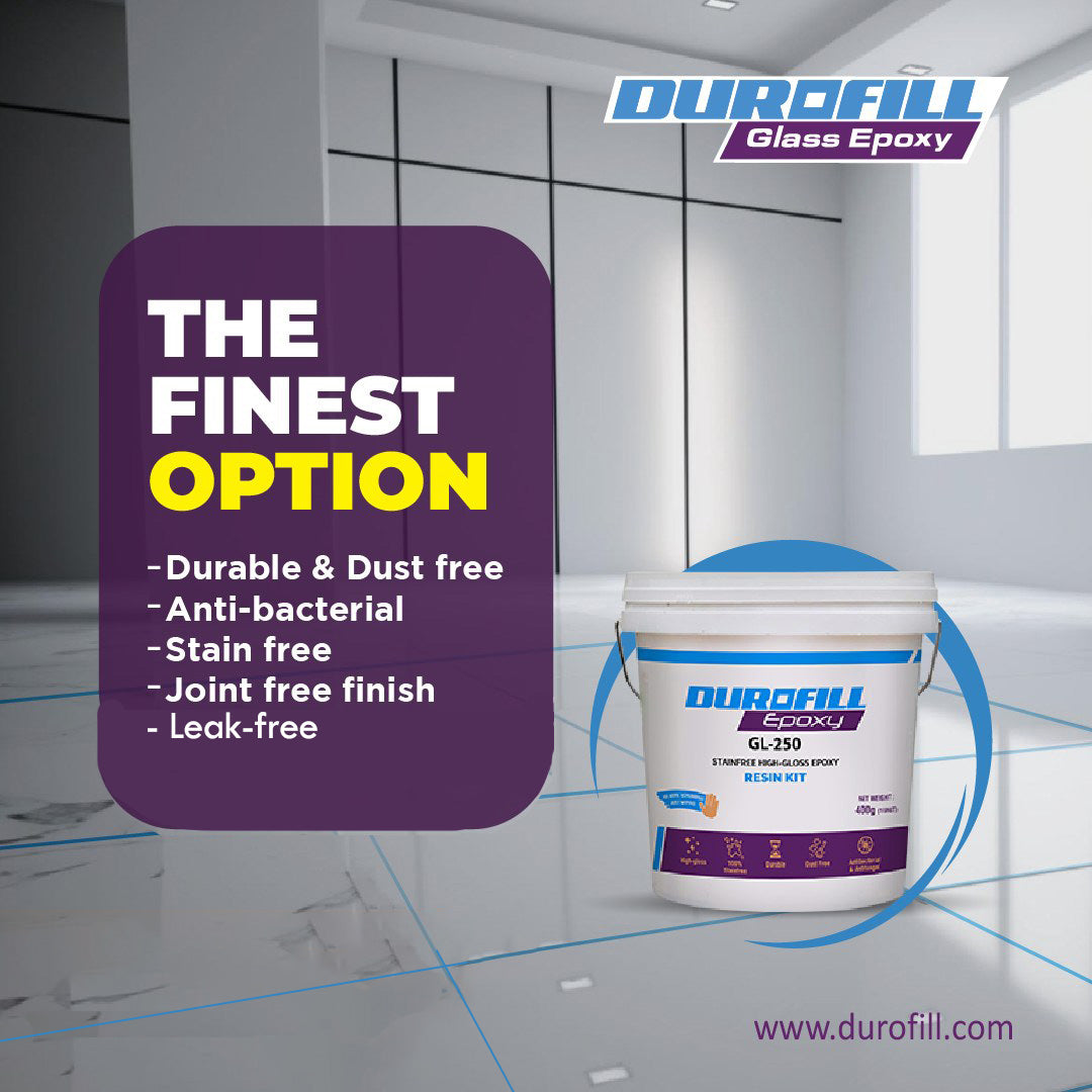 Durofill GL250 Glass Epoxy Resin Kit – Waterproof Tile Joint Made Easy (Recommended for Floor Use)