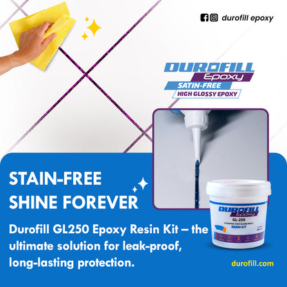 Durofill GL250 Glass Epoxy Resin Kit – Waterproof Tile Joint Made Easy (Recommended for Floor Use)