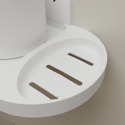 Leo 3 in 1 ABS Wall Shelf | Soap Dish, Tooth Brush Holder and Tumbler Holder in One| White Multipurpose Wall Shelf